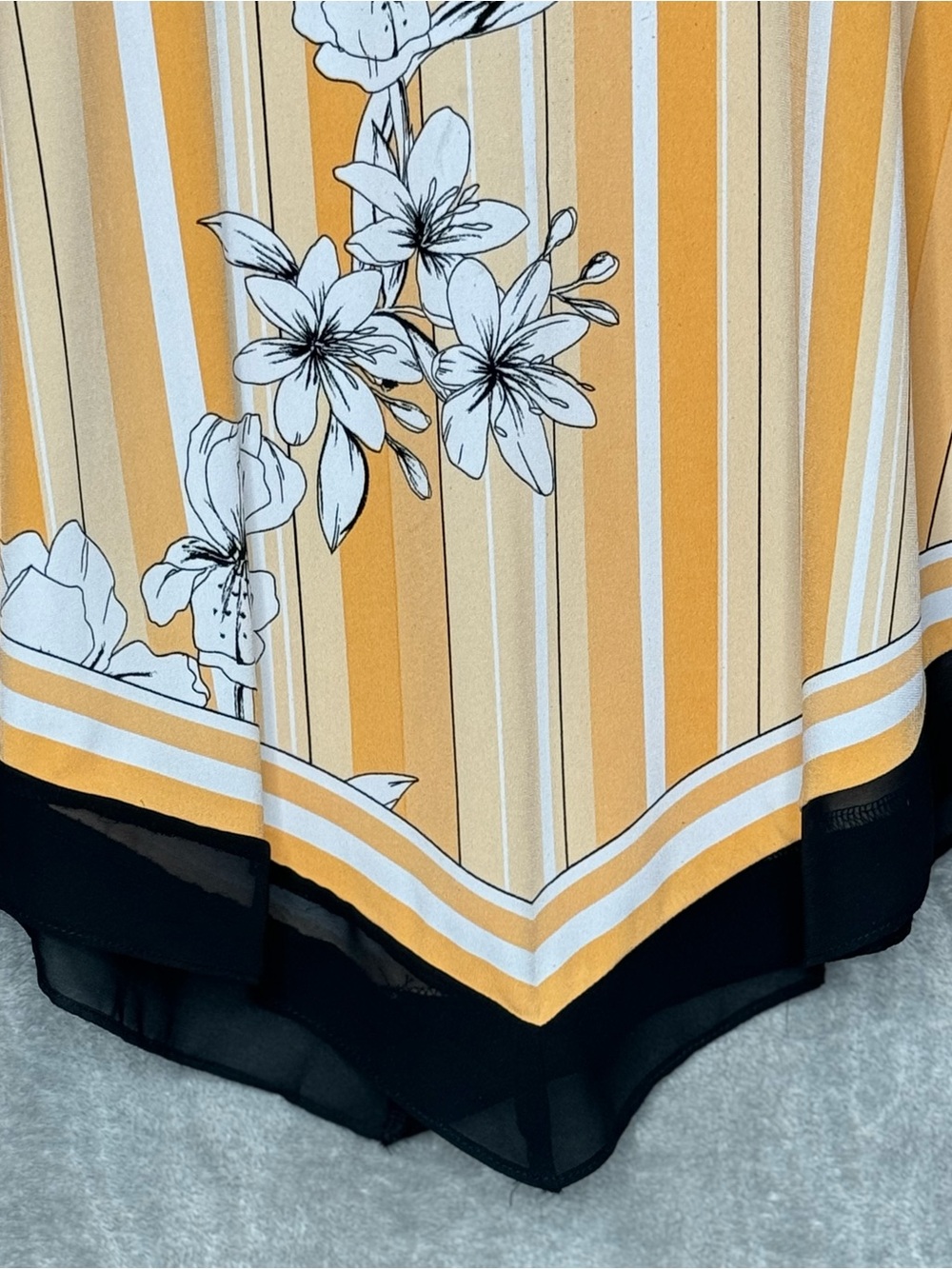 Alfani Women’s 2X Top Orange Striped Floral Print Asymmetric Hem 3/4 Sleeve - Picture 5 of 9